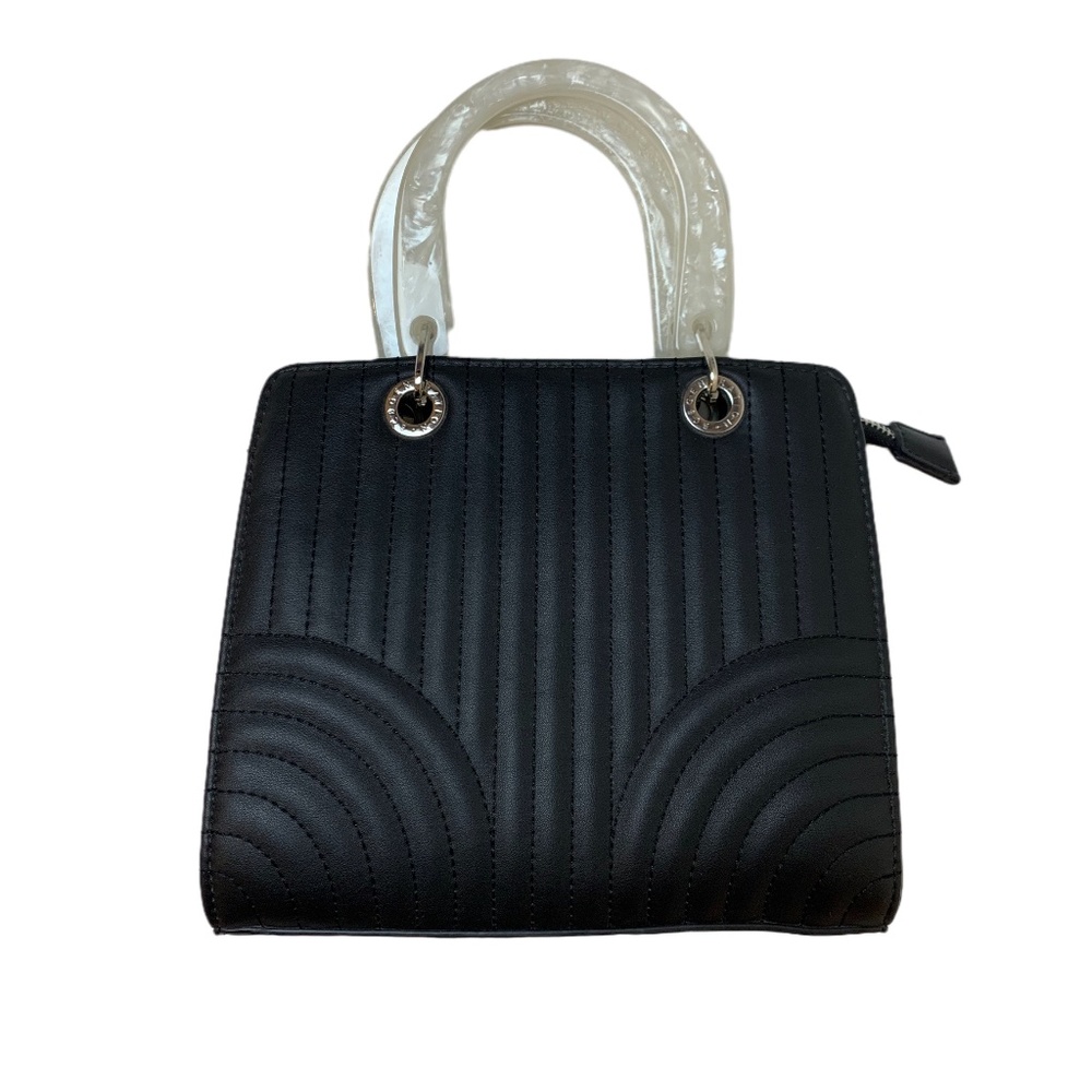 BCBG Generations Handbag/ Crossbody Purse Black Faux Leather and Marble Handle